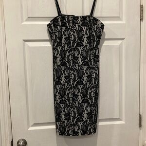 Cache Black Lace Strapless Bodycon Dress Size 8 Cocktail Party Mini Lined